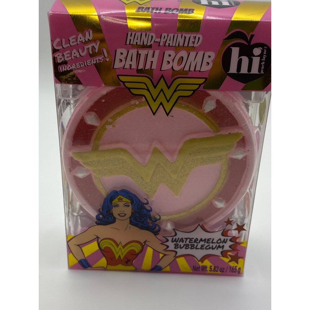 Wonder Woman Hand-Painted Bath Bomb Watermelon Bubblegum Scented Clean Beauty In